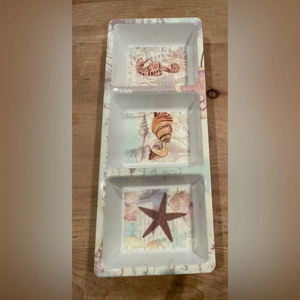 Precidio Melamine Ocean Beach Sea Life divided serving tray dish appetizer